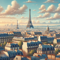 une vue pittoresque de Paris avec ses toits et la Tour Eiffel en arrière-plan